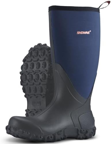 Talla 8 Men, Showave Rain Boots for Men Waterproof Insulated Rubber Neoprene Boots Heavy duty Mud Boot for Farming Raining Fishing Gardening Yard Work
