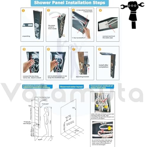 Shower Panel Contemporary Shower Tower with LED Shower Head System Full Body Shower Jets Wall Mounted Shower Panels Stainless Steel Shower Faucet Set  Brushed Nickel