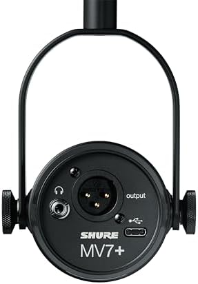 Shure MV7  Dynamic Microphone   USB C & XLR Podcast Mic for Streaming  Recording & Broadcasting  OBS Certified  Auto Level Mode  Digital Pop Filter  LED Panel  Black