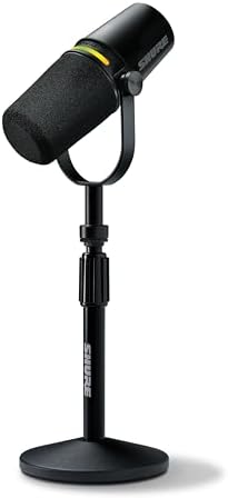 Shure MV7  Dynamic Microphone   USB C & XLR Podcast Mic for Streaming  Recording & Broadcasting  OBS Certified  Auto Level Mode  Digital Pop Filter  LED Panel  Black