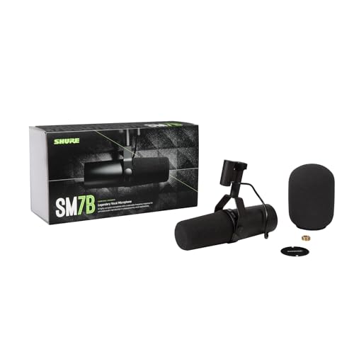 Shure SM7B Microphone   Vocal Dynamic Studio Mic for Broadcast  Podcast  Recording  Gaming & Streaming  XLR  Rugged Construction  Detachable Windscreen  Smooth Sound  Warm Vocals  Wide Range Frequency
