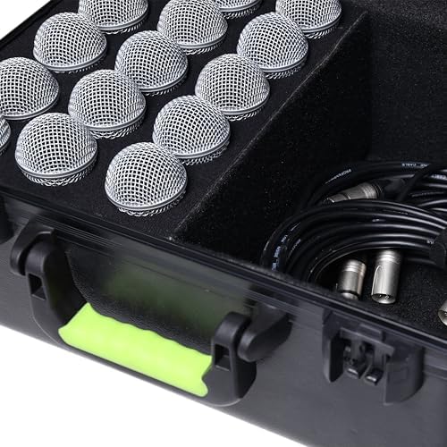Shure by Gator Molded Microphone Case w/Drops for  15  Wired Mics and TSA Friendly Latches;  SH MICCASE 15 