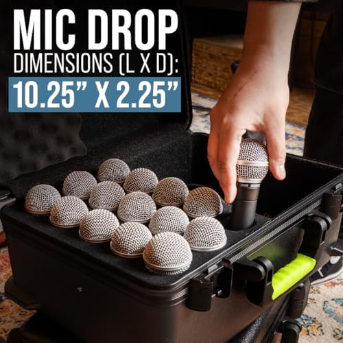 Shure by Gator Molded Microphone Case w/Drops for  15  Wired Mics and TSA Friendly Latches;  SH MICCASE 15 