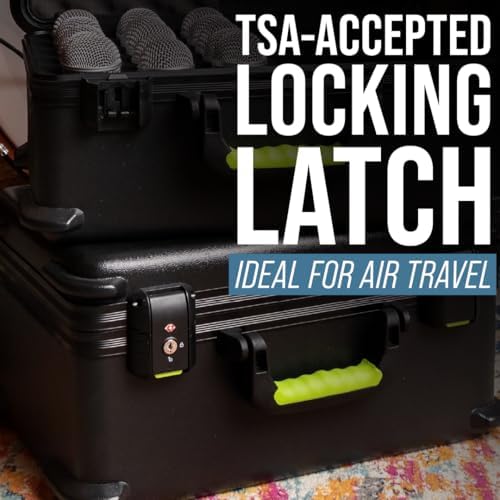 Shure by Gator Molded Microphone Case w/Drops for  15  Wired Mics and TSA Friendly Latches;  SH MICCASE 15 