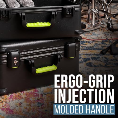 Shure by Gator Molded Microphone Case w/Drops for  15  Wired Mics and TSA Friendly Latches;  SH MICCASE 15 