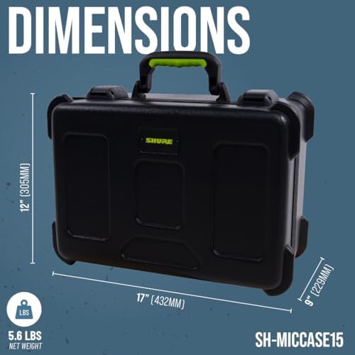 Shure by Gator Molded Microphone Case w/Drops for  15  Wired Mics and TSA Friendly Latches;  SH MICCASE 15 