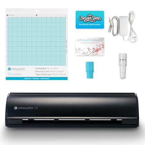 Silhouette America Cameo 5 Alpha       Smart Cutting Machine for Print & Cut   Quiet Operation with AutoBlade  Studio Software  Cutting Mat  Matte Black  Machine 
