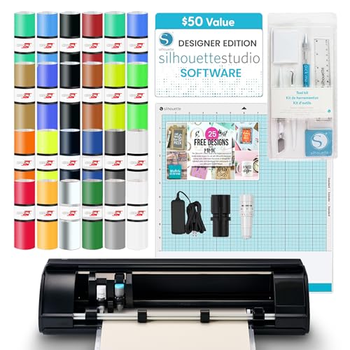 Silhouette America Cameo 5 Alpha       Smart Cutting Machine for Print & Cut   Quiet Operation with AutoBlade  Studio Software  Cutting Mat  Matte Black  Machine 