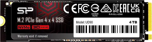 SSD Silicon Power UD90 NVMe 4.0 Gen4 PCIe M.2 de 4 TB con lectura/escritura de hasta 5000/4500 MB/s (SU04KGBP44UD9005SN)