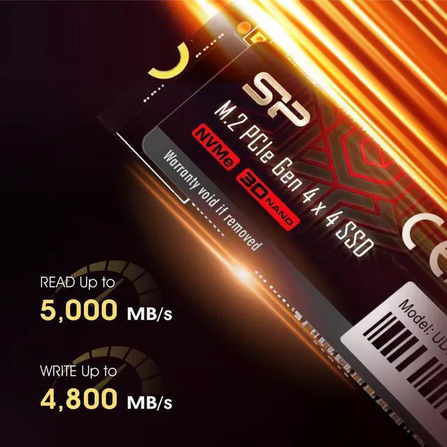 SSD Silicon Power UD90 NVMe 4.0 Gen4 PCIe M.2 de 4 TB con lectura/escritura de hasta 5000/4500 MB/s (SU04KGBP44UD9005SN)