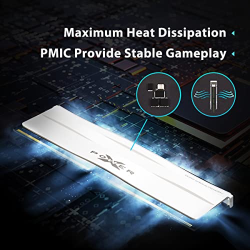 Silicon Power DDR5 32GB 2x16GB Zenith 6000MT/s PC5 48000 288 pin CL30 1 35V UDIMM Desktop Memory Module RAM SU032GXLWU60AFDGAB White
