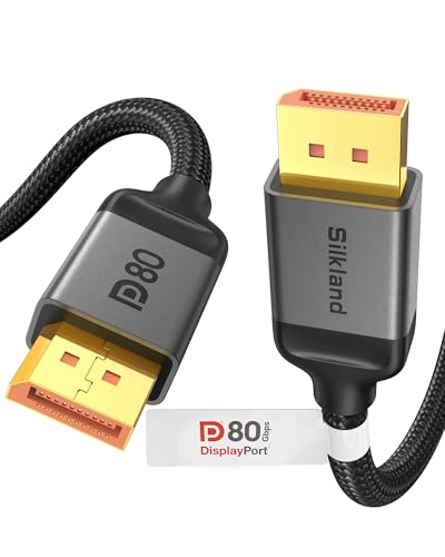 Silkland 80Gbps DisplayPort Cable 2 1 6 6FT/2M  VESA Certified    8K 240Hz  4K 540Hz 360Hz 240Hz  DP 2 1 Cable 16K  DP80 HDR DSC HDCP  Display Port Cord Compatible DP 1 4  Gaming Monitor 5090 9070XT