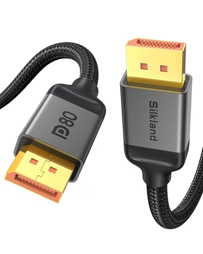 Silkland 80Gbps DisplayPort Cable 2 1 6 6FT/2M  VESA Certified    8K 240Hz  4K 540Hz 360Hz 240Hz  DP 2 1 Cable 16K  DP80 HDR DSC HDCP  Display Port Cord Compatible DP 1 4  Gaming Monitor 5090 9070XT