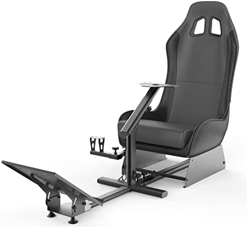 Sim Racing Cockpit with Seat   Compatible with G29 G920 G923 T248X T248 T300RS TX F458 T500RS  Easy to Install Racing Wheel Stand for PS5  Xbox  PC Gaming  Black/Grey 