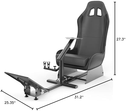 Sim Racing Cockpit with Seat   Compatible with G29 G920 G923 T248X T248 T300RS TX F458 T500RS  Easy to Install Racing Wheel Stand for PS5  Xbox  PC Gaming  Black/Grey 