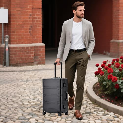 Simcat All Aluminum Carry On Luggage  20 Inch Hard Shell Zipperless Luggages Airline Approved Suitcase with TSA Lock and Silent Wheels  Black 20inch/56 5x21 5x39 5cm 