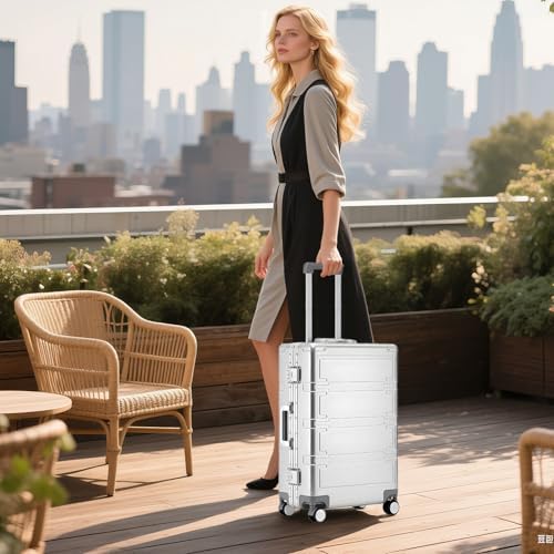 Simcat All Aluminum Carry On Luggage  20 Inch Hard Shell Zipperless Luggages Airline Approved Suitcase with TSA Lock and Silent Wheels  Black 20inch/56 5x21 5x39 5cm 