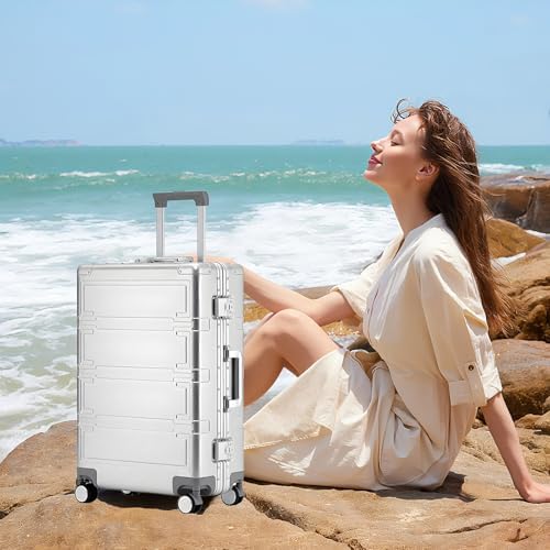 Simcat All Aluminum Carry On Luggage  20 Inch Hard Shell Zipperless Luggages Airline Approved Suitcase with TSA Lock and Silent Wheels  Black 20inch/56 5x21 5x39 5cm 