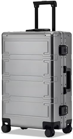 Simcat All Aluminum Carry On Luggage  20 Inch Hard Shell Zipperless Luggages Airline Approved Suitcase with TSA Lock and Silent Wheels  Black 20inch/56 5x21 5x39 5cm 