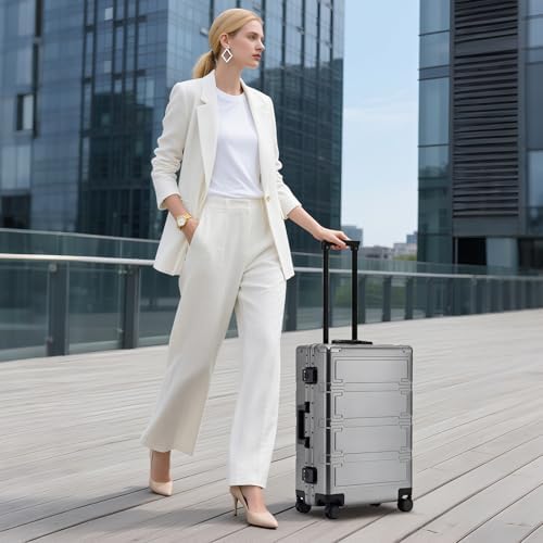 Simcat All Aluminum Carry On Luggage  20 Inch Hard Shell Zipperless Luggages Airline Approved Suitcase with TSA Lock and Silent Wheels  Black 20inch/56 5x21 5x39 5cm 