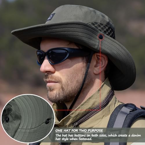 Sireck Fishing Hat  UPF50  Wide Brim Sun Hat for Men Women  UV Protection Hiking Beach Bucket Hats Summer Safari Hat