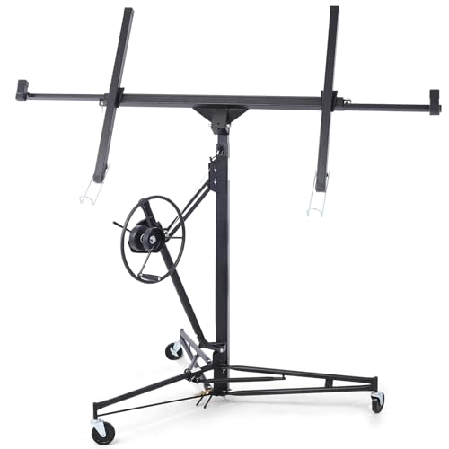 Skepphlay Drywall Lift 11ft  Sheetrock Lift Drywall Lift with Telescopic Arm & Rolling Casters  Versatile Drywall Hoist for 360  Adjustability  Drywall Jack Lift for Ceiling and Wall Work Black
