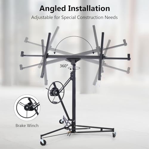 Skepphlay Drywall Lift 11ft  Sheetrock Lift Drywall Lift with Telescopic Arm & Rolling Casters  Versatile Drywall Hoist for 360  Adjustability  Drywall Jack Lift for Ceiling and Wall Work Black