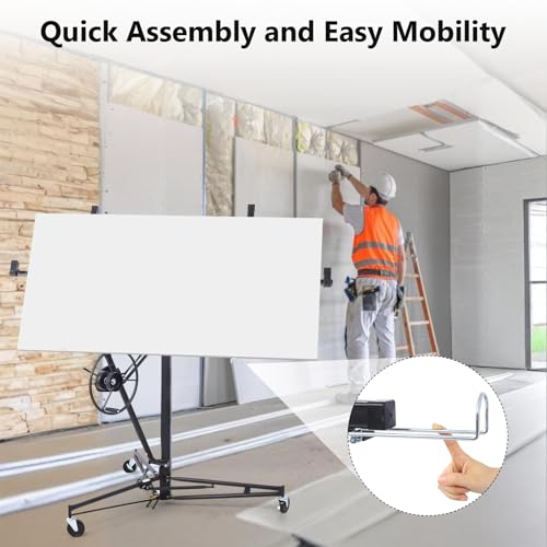 Skepphlay Drywall Lift 11ft  Sheetrock Lift Drywall Lift with Telescopic Arm & Rolling Casters  Versatile Drywall Hoist for 360  Adjustability  Drywall Jack Lift for Ceiling and Wall Work Black