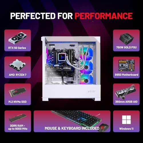 Skytech Gaming Archangel 5 Gaming PC  AMD Ryzen 7 7700X 4 5GHz  NVIDIA RTX 5070 12GB  1TB Gen4 NVMe SSD  32GB DDR5 RAM 6000  750W Gold PSU  360 ARGB AIO  Wi Fi  Win 11  Desktop