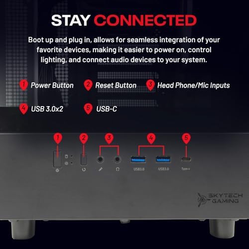 Skytech Gaming Azure 3 Gaming PC  AMD Ryzen 7 5700 3 7GHz  NVIDIA RTX 5060  1TB NVMe SSD  32GB DDR4 RAM 3200  650W Gold PSU  Wi Fi  Win 11  Desktop