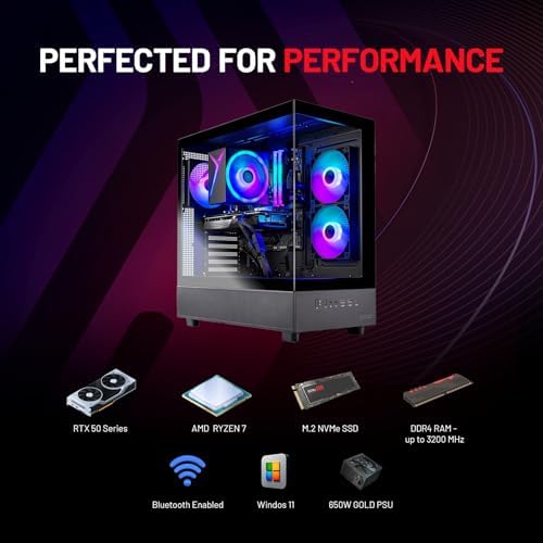 Skytech Gaming Azure 3 Gaming PC  AMD Ryzen 7 5700 3 7GHz  NVIDIA RTX 5060  1TB NVMe SSD  32GB DDR4 RAM 3200  650W Gold PSU  Wi Fi  Win 11  Desktop