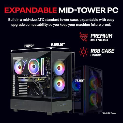 Skytech Gaming Azure 3 Gaming PC  Intel i5 14400F 2 5GHz  NVIDIA RTX 5060 Ti 16GB VRAM  1TB NVMe SSD  16GB DDR5 RAM 6000  650W Gold PSU  WI FI 5  Windows 11  Desktop