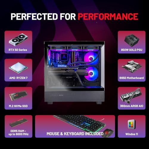 Skytech Gaming Azure 3 Desktop PC  Ryzen 7 7700X 4 5 GHz  5 4GHz   NVIDIA RTX 5070 12GB  1TB Gen4 NVMe SSD  32GB DDR5 RAM 6000 RGB  850W Gold ATX 3 PSU  360mm ARGB AIO  Wi Fi  Win 11