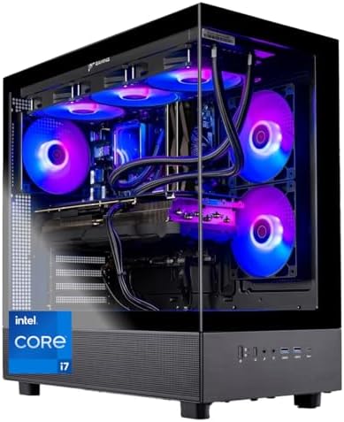 Skytech Gaming Azure 3 PC de sobremesa, Intel i7 14700F 2.1 GHz (5.3 GHz), NVIDIA RTX 5070 12GB, SSD Gen4 NVMe de 1 TB, 32 GB DDR5 RAM 6000 RGB, 850W Gold PSU, ARGB AIO de 14.173 in, Wi-Fi, Win 11