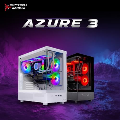 Skytech Gaming Azure 3 PC de sobremesa, Intel i7 14700F 2.1 GHz (5.3 GHz), NVIDIA RTX 5070 12GB, SSD Gen4 NVMe de 1 TB, 32 GB DDR5 RAM 6000 RGB, 850W Gold PSU, ARGB AIO de 14.173 in, Wi-Fi, Win 11