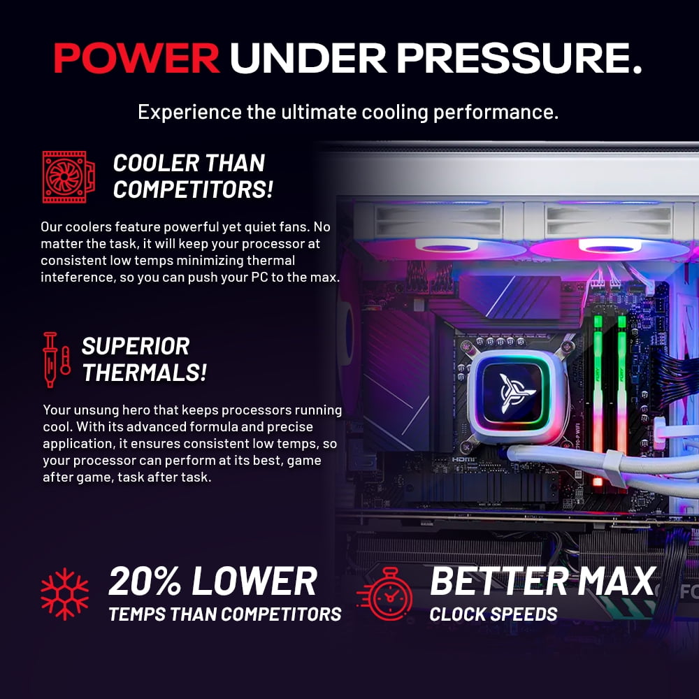 Skytech King 95 PC para Juegos de Escritorio AMD Ryzen 7 9800X3D NVIDIA GeForce RTX 5070 1TB Gen4 NVMe SSD 32GB DDR5 RAM, Ventanas de Enfriamiento Líquido AIO 11