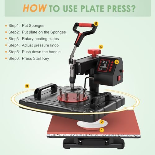 Slendor 5 in 1 Heat Press Machine 12x15 inch Sublimation Heat Press 360  Swing Away Heat Transfer Digital T Shirt Pressing with 30OZ 20OZ Tumbler Press  Multifunction Combo for Hat Cap Plate