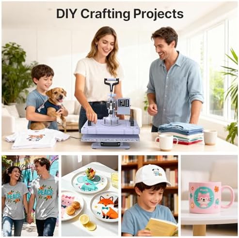 Slendor 5 in 1 Heat Press Machine 12x15 inch Sublimation Heat Press 360  Swing Away Heat Transfer Digital T Shirt Pressing with 30OZ 20OZ Tumbler Press  Multifunction Combo for Hat Cap Plate