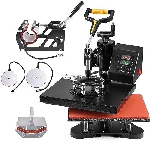 Slendor 5 in 1 Heat Press Machine 12x15 inch Sublimation Heat Press 360  Swing Away Heat Transfer Digital T Shirt Pressing with 30OZ 20OZ Tumbler Press  Multifunction Combo for Hat Cap Plate