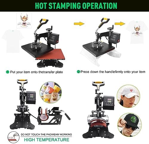 Slendor 5 in 1 Heat Press Machine 12x15 inch Sublimation Heat Press 360  Swing Away Heat Transfer Digital T Shirt Pressing with 30OZ 20OZ Tumbler Press  Multifunction Combo for Hat Cap Plate