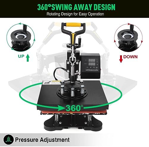 Slendor 5 in 1 Heat Press Machine 12x15 inch Sublimation Heat Press 360  Swing Away Heat Transfer Digital T Shirt Pressing with 30OZ 20OZ Tumbler Press  Multifunction Combo for Hat Cap Plate
