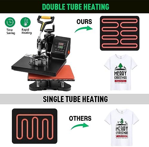 Slendor 5 in 1 Heat Press Machine 12x15 inch Sublimation Heat Press 360  Swing Away Heat Transfer Digital T Shirt Pressing with 30OZ 20OZ Tumbler Press  Multifunction Combo for Hat Cap Plate