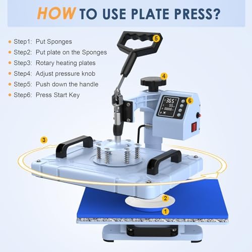 Slendor 5 in 1 Heat Press Machine 12x15 inch Sublimation Heat Press 360  Swing Away Heat Transfer Digital T Shirt Pressing with 30OZ 20OZ Tumbler Press  Multifunction Combo for Hat Cap Plate