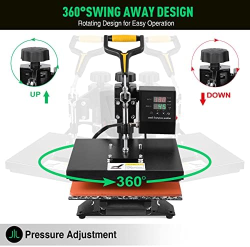 Slendor 5 in 1 Heat Press Machine 12x15 inch Sublimation Heat Press 360  Swing Away Heat Transfer Digital T Shirt Pressing with 30OZ 20OZ Tumbler Press  Multifunction Combo for Hat Cap Plate