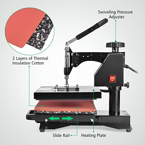 Slendor 5 in 1 Heat Press Machine 12x15 inch Sublimation Heat Press 360  Swing Away Heat Transfer Digital T Shirt Pressing with 30OZ 20OZ Tumbler Press  Multifunction Combo for Hat Cap Plate