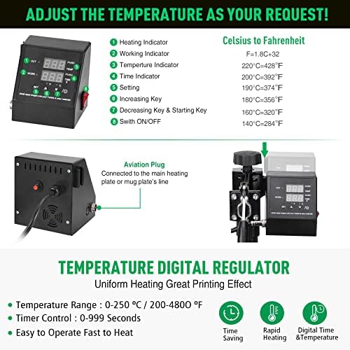 Slendor 5 in 1 Heat Press Machine 12x15 inch Sublimation Heat Press 360  Swing Away Heat Transfer Digital T Shirt Pressing with 30OZ 20OZ Tumbler Press  Multifunction Combo for Hat Cap Plate