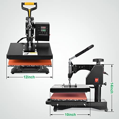 Slendor 5 in 1 Heat Press Machine 12x15 inch Sublimation Heat Press 360  Swing Away Heat Transfer Digital T Shirt Pressing with 30OZ 20OZ Tumbler Press  Multifunction Combo for Hat Cap Plate