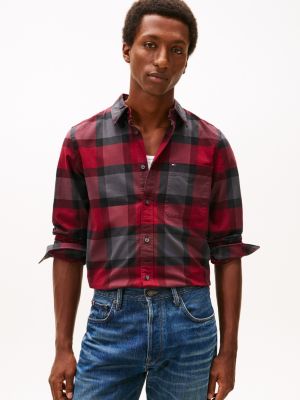 Slim Fit Bold Plaid Stretch Oxford Shirt