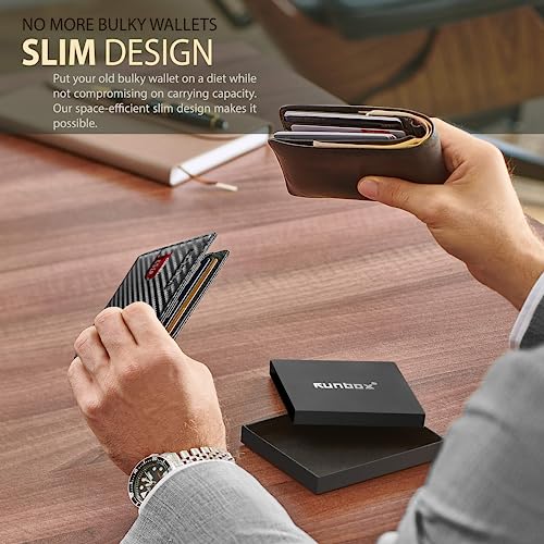 Slim Wallet for Men Genuine Leather RFID Blocking Bifold Minimalist Front Pocket Mens Wallet with Money Clip Thin Gift Box
