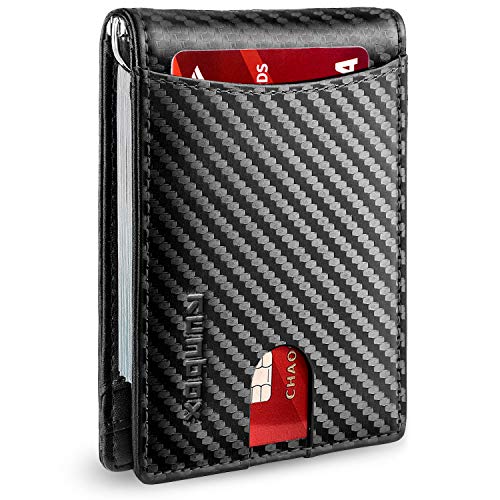 Slim Wallet for Men Genuine Leather RFID Blocking Bifold Minimalist Front Pocket Mens Wallet with Money Clip Thin Gift Box